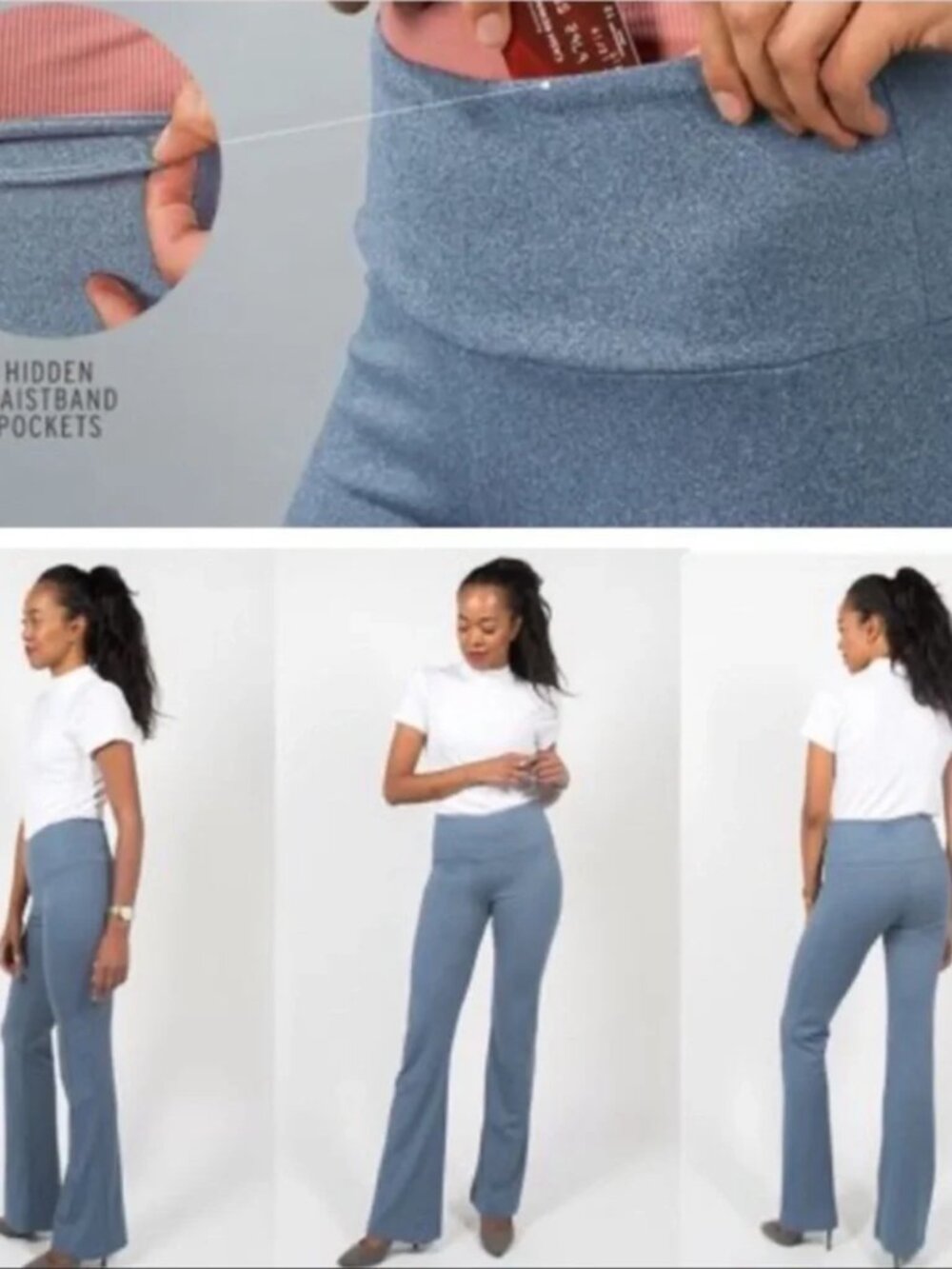New Betabrand Blue Heather Bootcut Travel Dress Pant Yoga Pants XLarge